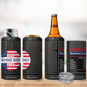 Best Bonus Dad Ever 4 in 1 Can Cooler Tumbler Step Dad American Flag TB10 Print Your Wear