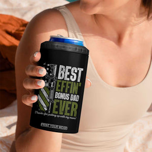 Best Effin Bonus Dad Ever 4 in 1 Can Cooler Tumbler Step Dad Gun American Flag TS10 Print Your Wear