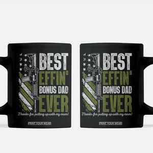 Best Effin Bonus Dad Ever Coffee Mug Step Dad Gun American Flag TS10 Black Print Your Wear