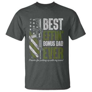 Best Effin Bonus Dad Ever T Shirt Step Dad Gun American Flag TS10 Dark Heather Print Your Wear