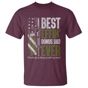 Best Effin Bonus Dad Ever T Shirt Step Dad Gun American Flag TS10 Maroon Print Your Wear