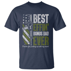 Best Effin Bonus Dad Ever T Shirt Step Dad Gun American Flag TS10 Navy Print Your Wear