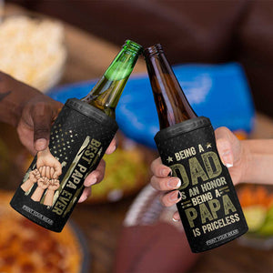 Best Papa Ever 4 in 1 Can Cooler Tumbler Being A Dad Is An Honor Vintage Camo Flag Father's Day TB11 Print Your Wear