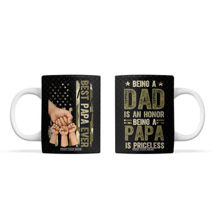 Best Papa Ever Coffee Mug Being A Dad Is An Honor Vintage Camo Flag Father's Day TB11 Black Print Your Wear