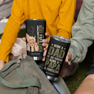 Best Papa Ever Tumbler Cup Being A Dad Is An Honor Vintage Camo Flag Father's Day TB11 Print Your Wear