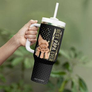 Best Papa Ever Tumbler With Handle Being A Dad Is An Honor Vintage Camo Flag Father's Day TB11 Print Your Wear