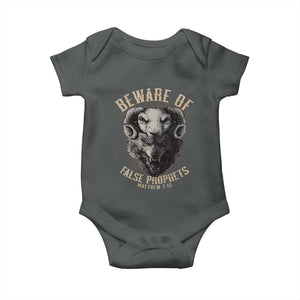 Beware Of False Prophets Baby Onesie Christian Sheep Wolf TS11 Dark Heather Print Your Wear