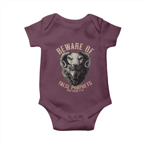 Beware Of False Prophets Baby Onesie Christian Sheep Wolf TS11 Maroon Print Your Wear