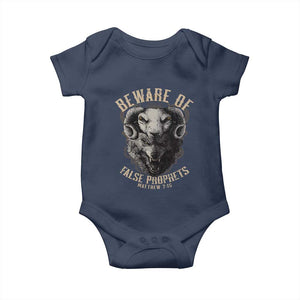 Beware Of False Prophets Baby Onesie Christian Sheep Wolf TS11 Navy Print Your Wear