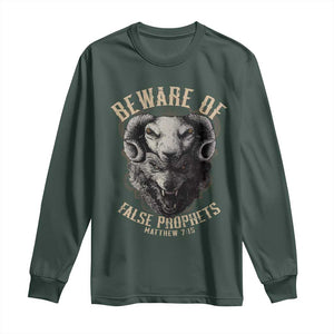 Beware Of False Prophets Long Sleeve Shirt Christian Sheep Wolf TS11 Dark Forest Green Print Your Wear