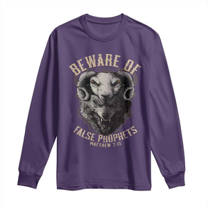Beware Of False Prophets Long Sleeve Shirt Christian Sheep Wolf TS11 Purple Print Your Wear