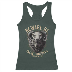Beware Of False Prophets Racerback Tank Top Christian Sheep Wolf TS11 Dark Forest Green Print Your Wear