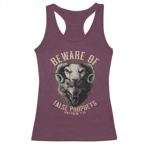 Beware Of False Prophets Racerback Tank Top Christian Sheep Wolf TS11 Maroon Print Your Wear