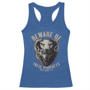 Beware Of False Prophets Racerback Tank Top Christian Sheep Wolf TS11 Royal Blue Print Your Wear