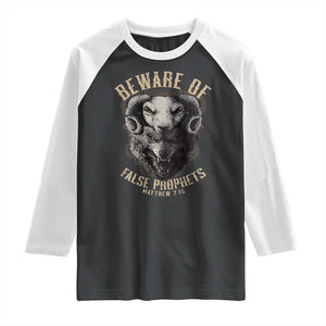 Beware Of False Prophets Raglan Shirt Christian Sheep Wolf TS11 Black White Print Your Wear