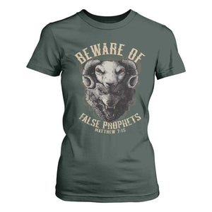 Beware Of False Prophets T Shirt For Women Christian Sheep Wolf TS11 Dark Forest Green Print Your Wear
