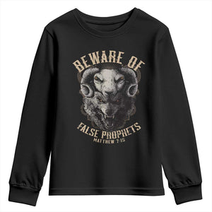 Beware Of False Prophets Youth Sweatshirt Christian Sheep Wolf TS11 Black Print Your Wear
