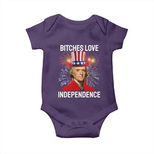 Bitches Love Independence Baby Onesie Thomas Jefferson Funny 4th Of July TS10 Purple Print Your Wear