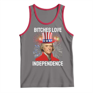 Bitches Love Independence Tank Top Thomas Jefferson Funny 4th Of July TS10 Deep Heather Red Print Your Wear