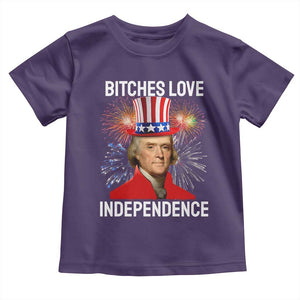 Bitches Love Independence Toddler T Shirt Thomas Jefferson Funny 4th Of July TS10 Purple Print Your Wear