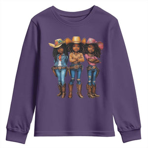 Black African American Cowgirl Baby Western Country Texas Youth Sweatshirt TS11 Purple Print Your Wear