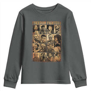 Black Freedom Fighters Youth Sweatshirt Huey P. Newton Bobby Seale Black History Month Juneteenth TS10 Dark Heather Print Your Wear