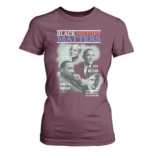 Black History Matters T Shirt For Women MLK Malcolm X Obama Rosa Parks Inspirational Tribute TS02 Maroon Print Your Wear