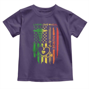 Black Nurse Toddler T Shirt American Flag Proud Afro African Women Melanin Pride TS10 Purple Print Your Wear