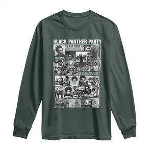 Black Panther Party Collage Long Sleeve Shirt Revolutionary Tribute to Huey P. Newton Movement Legacy TS02 Dark Forest Green Print Your Wear
