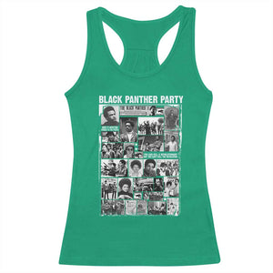 Black Panther Party Collage Racerback Tank Top Revolutionary Tribute to Huey P. Newton Movement Legacy TS02 Irish Green Print Your Wear