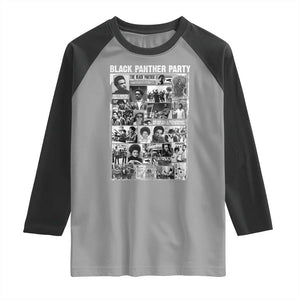 Black Panther Party Collage Raglan Shirt Revolutionary Tribute to Huey P. Newton Movement Legacy TS02 Sport Gray Black Print Your Wear