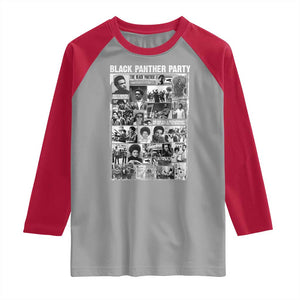 Black Panther Party Collage Raglan Shirt Revolutionary Tribute to Huey P. Newton Movement Legacy TS02 Sport Gray Red Print Your Wear