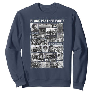 Black Panther Party Collage Sweatshirt Revolutionary Tribute to Huey P. Newton Movement Legacy TS02 Navy Print Your Wear