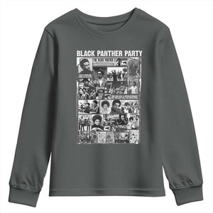 Black Panther Party Collage Youth Sweatshirt Revolutionary Tribute to Huey P. Newton Movement Legacy TS02 Dark Heather Print Your Wear