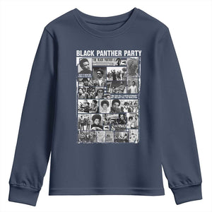 Black Panther Party Collage Youth Sweatshirt Revolutionary Tribute to Huey P. Newton Movement Legacy TS02 Navy Print Your Wear