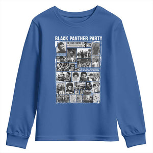 Black Panther Party Collage Youth Sweatshirt Revolutionary Tribute to Huey P. Newton Movement Legacy TS02 Royal Blue Print Your Wear