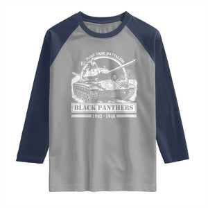 Black Panthers 761st Tank Battalion Raglan Shirt WW2 Heroes Black History Month TS11 Sport Gray Navy Print Your Wear