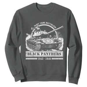 Black Panthers 761st Tank Battalion Sweatshirt WW2 Heroes Black History Month TS11 Dark Heather Print Your Wear