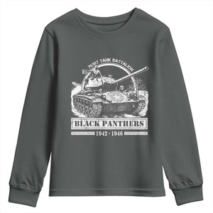 Black Panthers 761st Tank Battalion Youth Sweatshirt WW2 Heroes Black History Month TS11 Dark Heather Print Your Wear