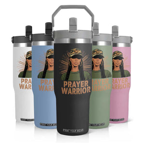 Black Prayer Warrior Flip Straw Tumbler Jesus God Christian Camo Girl TS02 Print Your Wear
