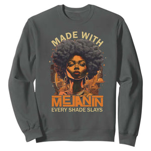Black Women Sweatshirt Melanin Juneteenth Black History TS10 Dark Heather Print Your Wear