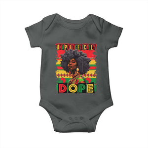 Black Women Unapologetically Dope Baby Onesie Juneteenth Black History TS10 Dark Heather Print Your Wear