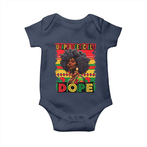 Black Women Unapologetically Dope Baby Onesie Juneteenth Black History TS10 Navy Print Your Wear