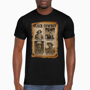 Black Cowboy T Shirt - African American Legendary Cowboys Black History Graphic Tee TS09 Print Your Wear