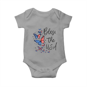 Bless The USA 4th of July Baby Onesie Patriotic American Flag Butterfly Independence Day TS11 Sport Gray Print Your Wear