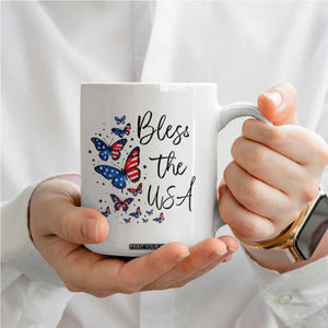 Bless The USA 4th of July Coffee Mug Patriotic American Flag Butterfly Independence Day TS11 Print Your Wear