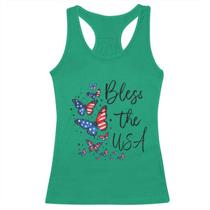 Bless The USA 4th of July Racerback Tank Top Patriotic American Flag Butterfly Independence Day TS11 Irish Green Print Your Wear