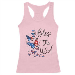 Bless The USA 4th of July Racerback Tank Top Patriotic American Flag Butterfly Independence Day TS11 Light Pink Print Your Wear