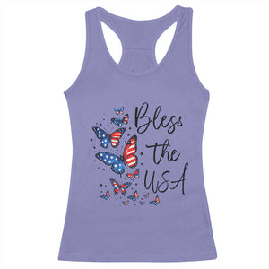 Bless The USA 4th of July Racerback Tank Top Patriotic American Flag Butterfly Independence Day TS11 Violet Print Your Wear