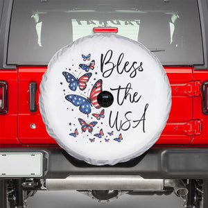 Bless The USA 4th of July Spare Tire Cover Patriotic American Flag Butterfly Independence Day TS11 White Print Your Wear
